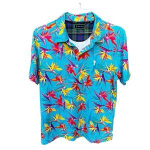 William Murray Birds Of A Feather Men’s Medium Golf Polo Blue Tropical Exotic